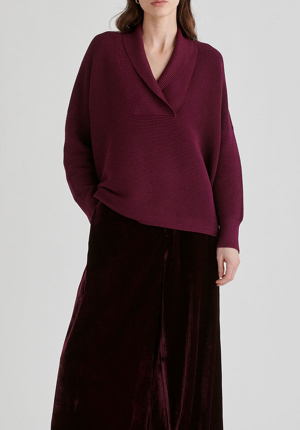 Shawl Collar Ribbed Jumper