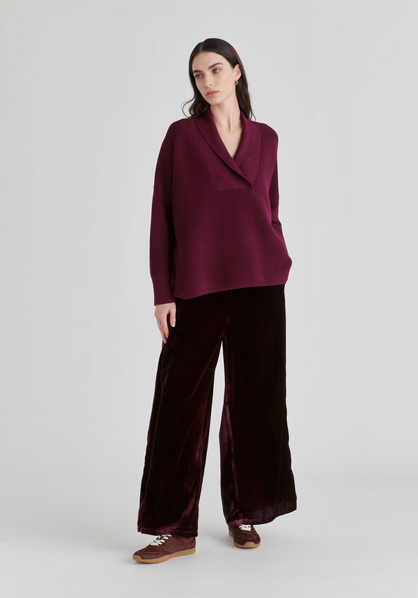 Shawl Collar Ribbed Jumper