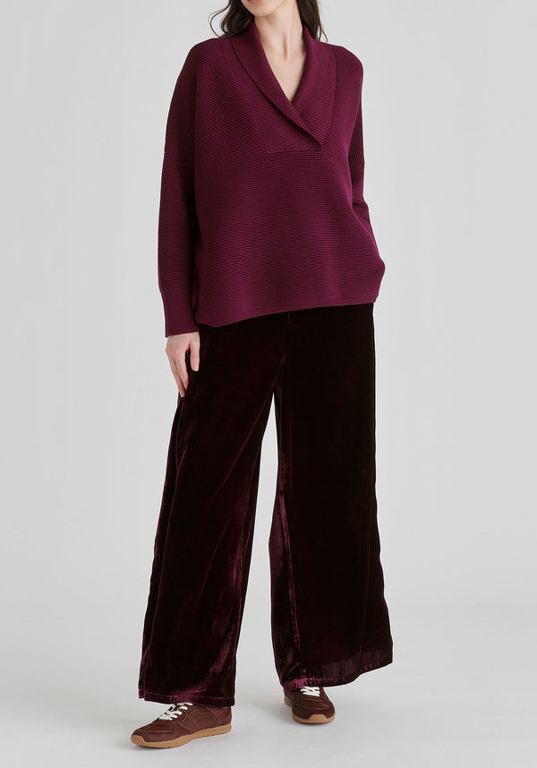 Shawl Collar Ribbed Jumper
