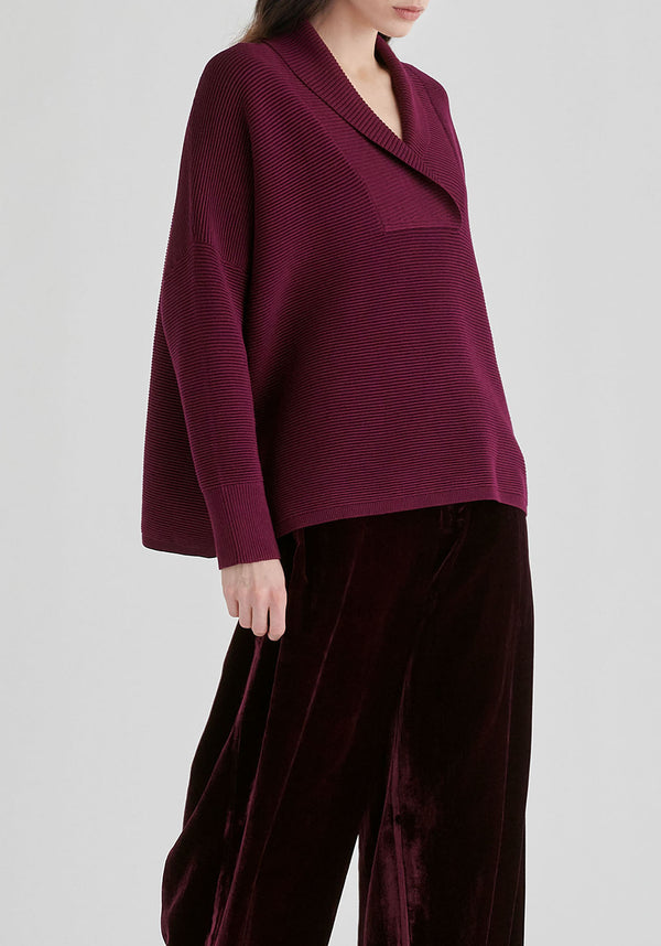 Shawl Collar Ribbed Jumper