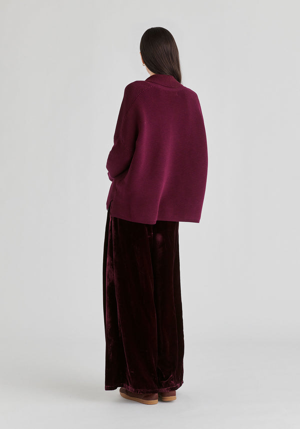 Shawl Collar Ribbed Jumper
