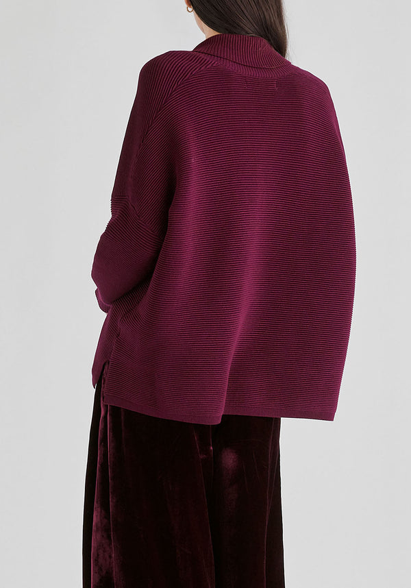 Shawl Collar Ribbed Jumper
