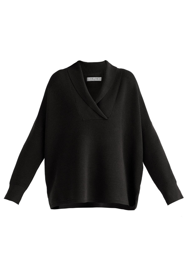 Shawl Collar Ribbed Jumper