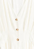 Linen Blend Button Jumpsuit in White Close Up