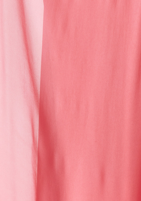 One Shoulder Flowy Dress in Pink Close Up