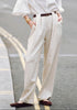 Belted Wide Leg Trousers with Box Pleats in Oatmeal Photoshoot