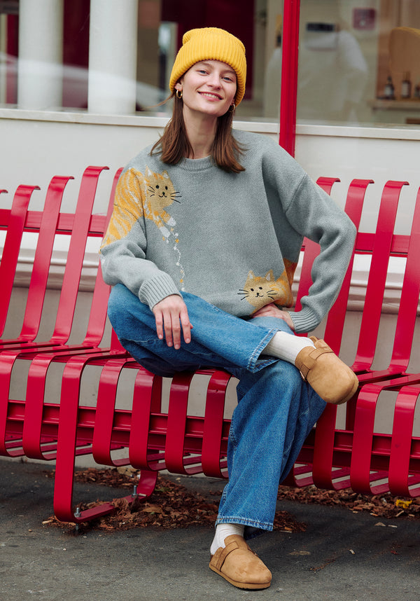 Christmas Jumper with Cat and Fairy Lights