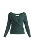 Paisie Long Sleeve Knit Wrap Top in Green Cut Out