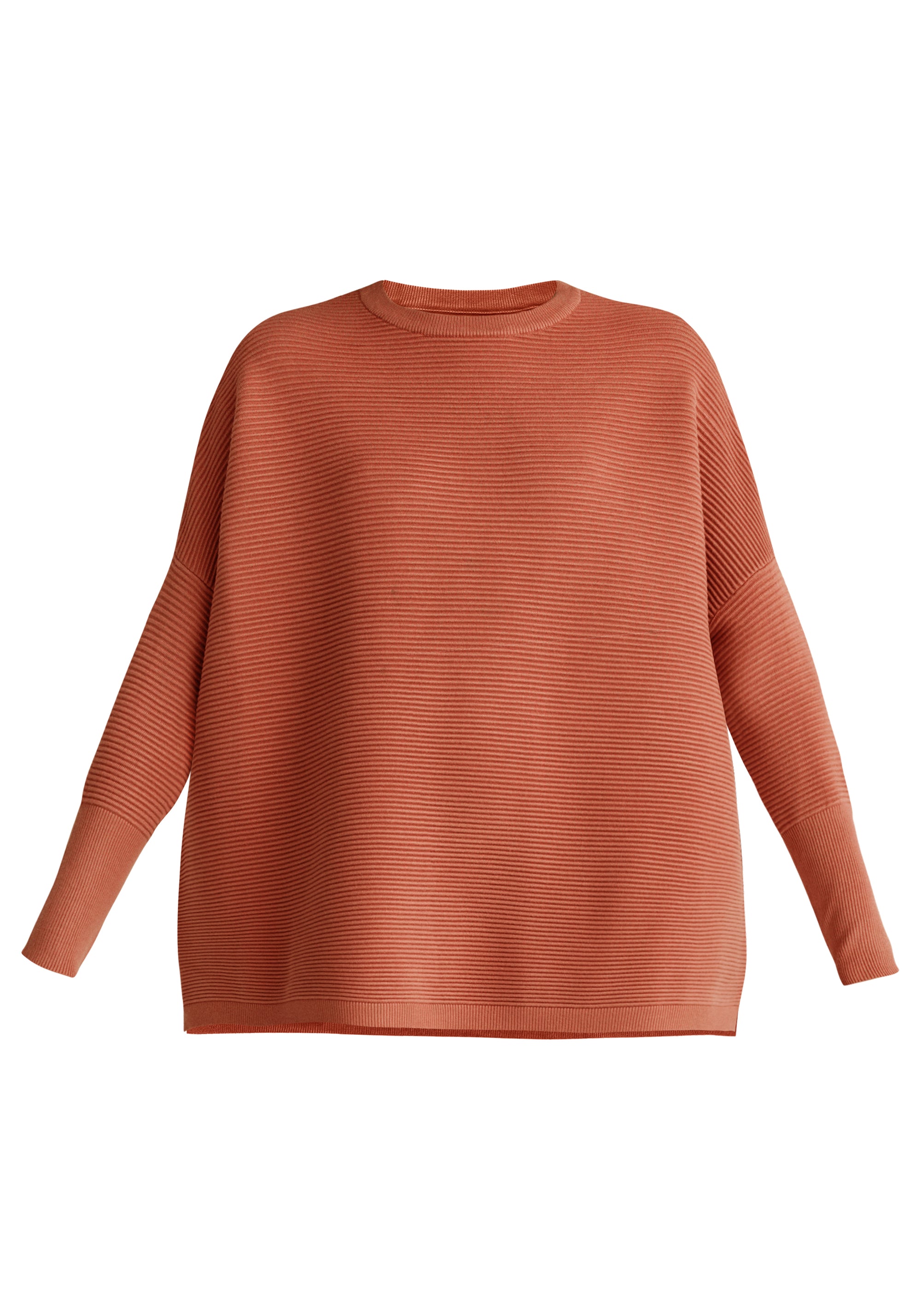 Paisie Ribbed Oversized Knit Jumper in Rust Cut Out