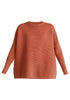 Paisie Ribbed Oversized Knit Jumper in Rust Cut Out