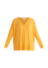 Paisie Knitted Oversized V-neck Top in Yellow Cut Out