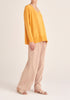 Paisie Knitted Oversized V-neck Top in Yellow