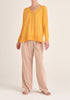 Paisie Knitted Oversized V-neck Top in Yellow