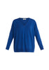 Paisie Knitted Oversized V-neck Top in Blue Cut Out