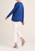 Paisie Knitted Oversized V-neck Top in Blue Back