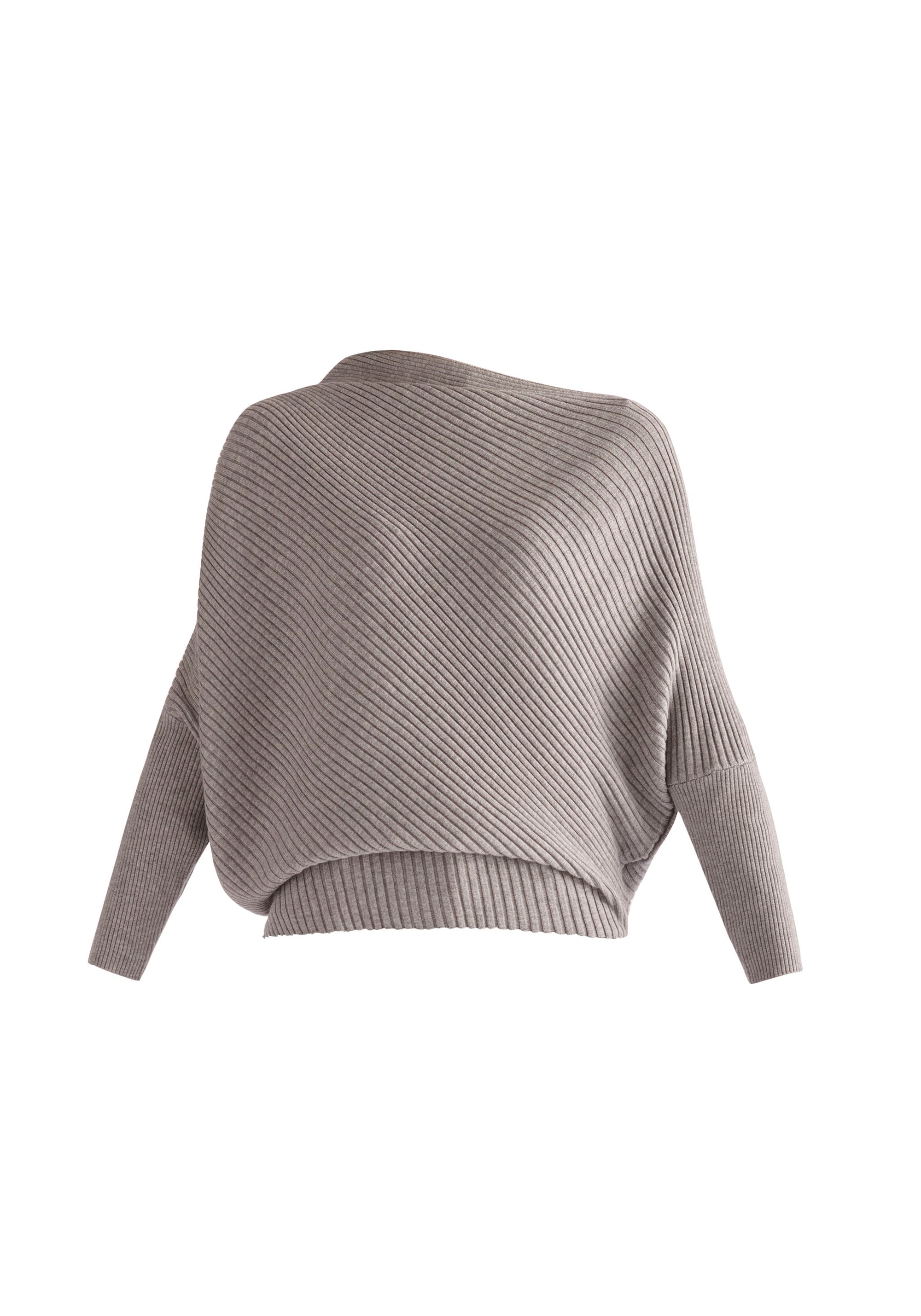 Paisie Draped Knitted Jumper in Grey Cut Out