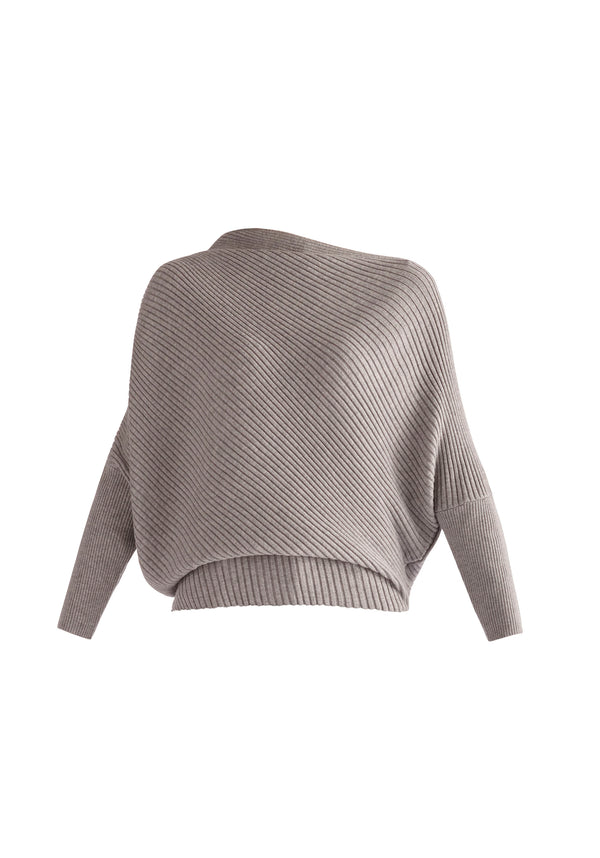 Paisie Draped Knitted Jumper in Grey Cut Out