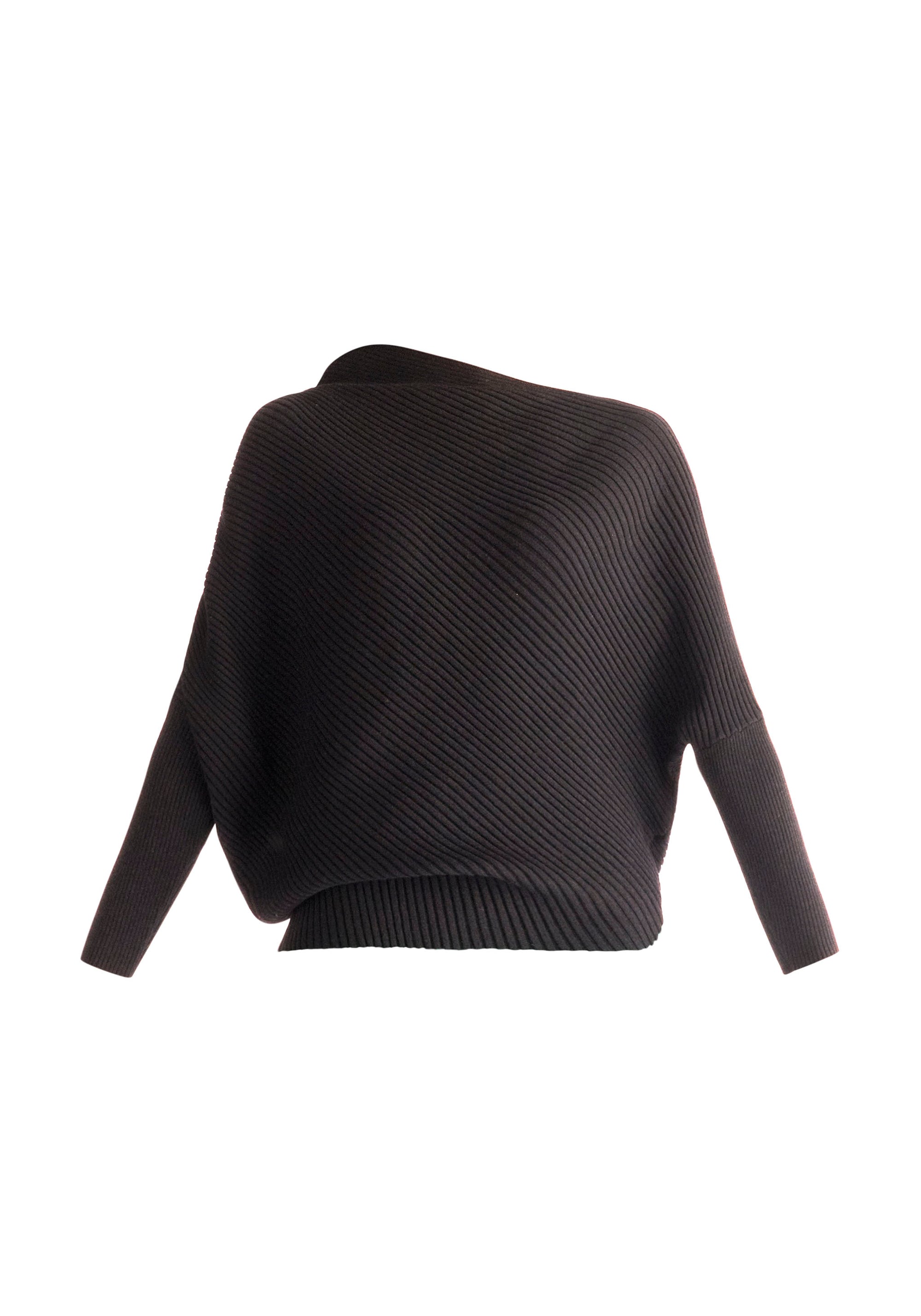 Paisie Draped Knitted Jumper in Black Cut Out