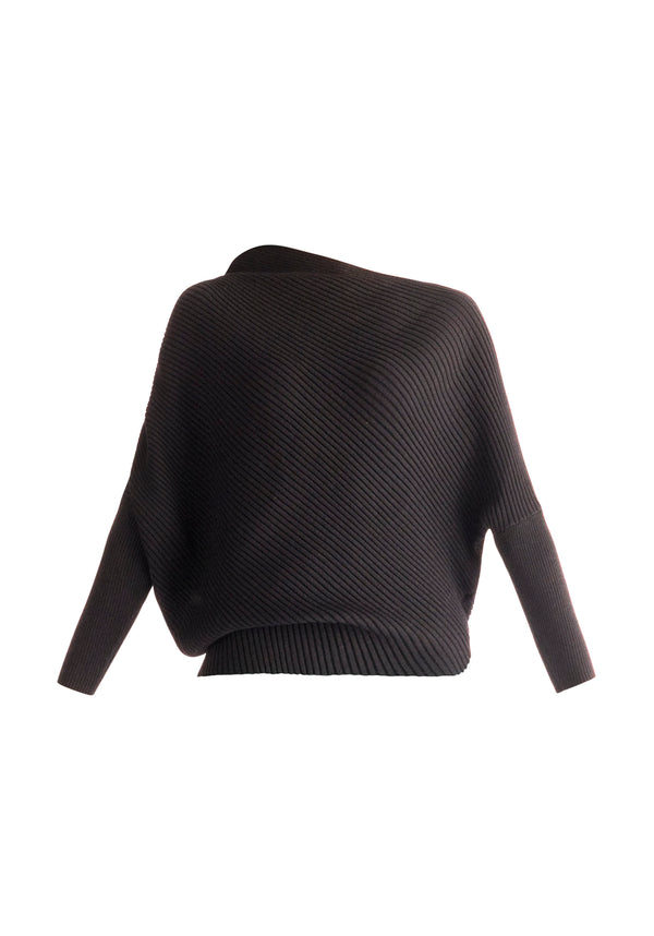 Paisie Draped Knitted Jumper in Black Cut Out