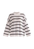 Paisie Striped High Neck Jumper in White and Black Cut Out