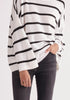 Paisie Striped High Neck Jumper in White and Black Close Up