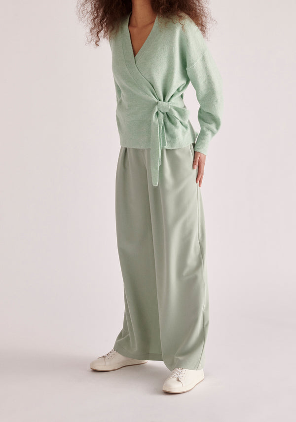 Paisie Ballerina Wrap Cardigan in Light Green