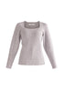 Paisie Square Neck Jumper in Light Grey Cut Out
