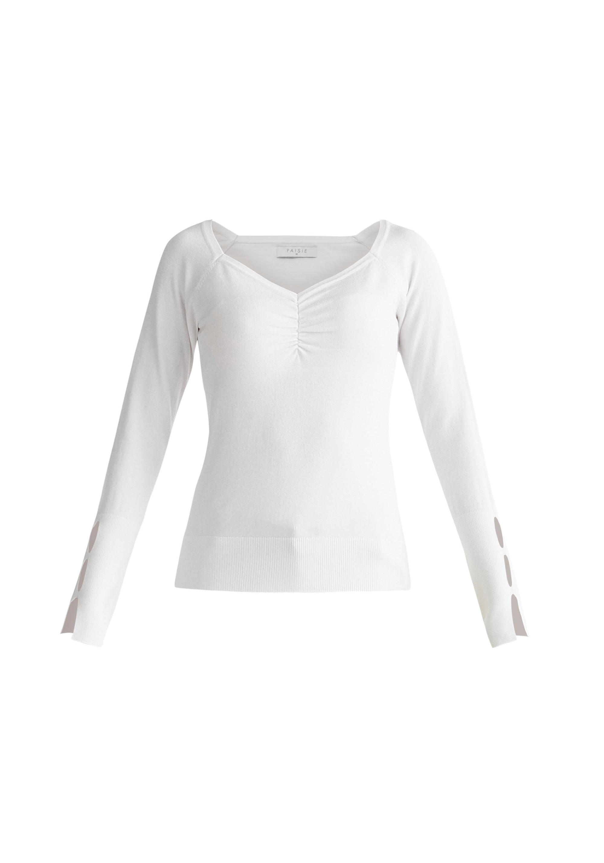 Paisie Sleeve Cut Out Top in White Cut Out