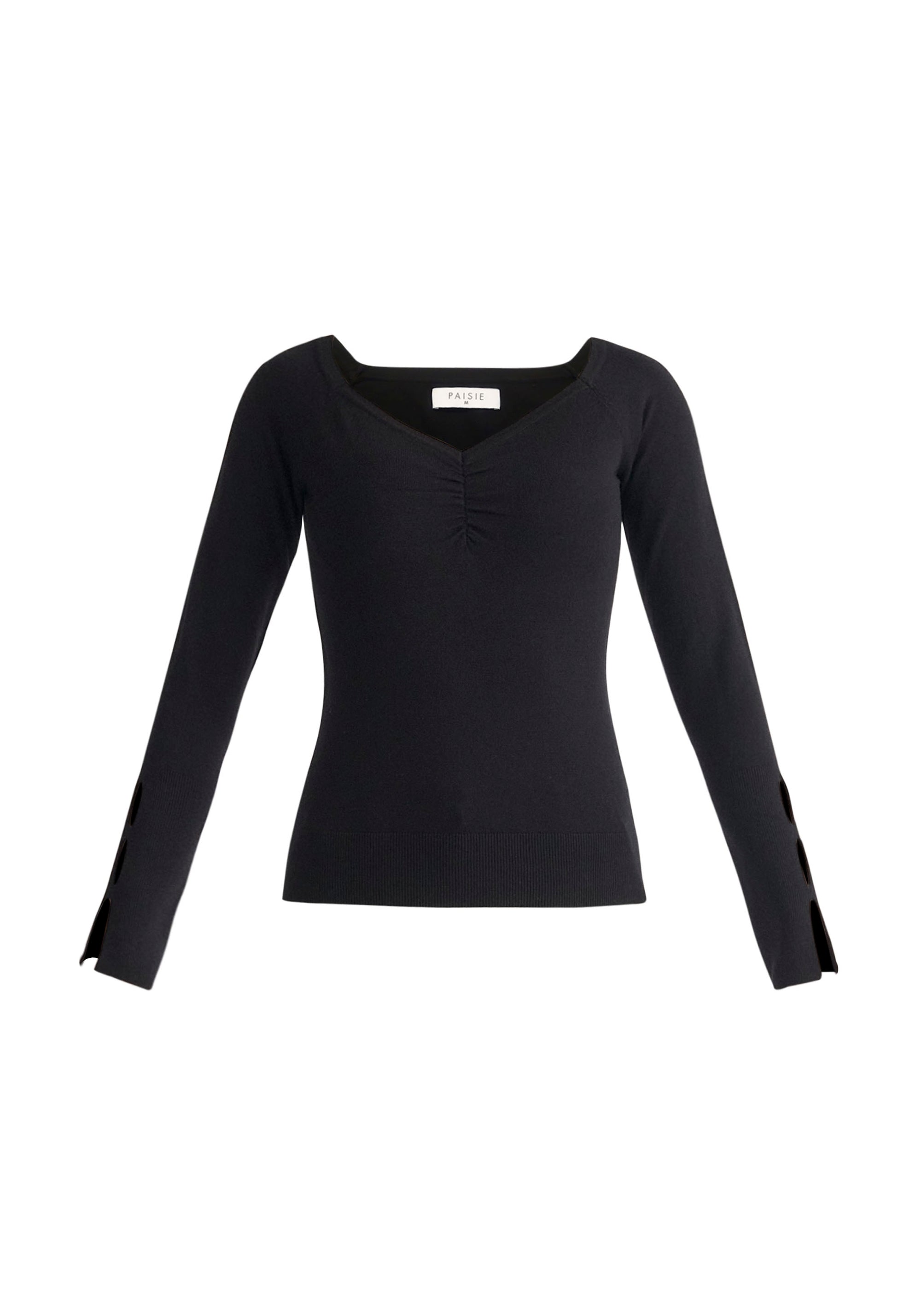 Paisie Sleeve Cut Out Top in Black Cut Out