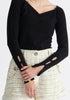 Paisie Sleeve Cut Out Top in Black Close Up