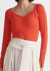 Paisie Sleeve Cut Out Top in Blood Orange Close Up