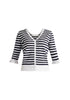 Paisie Striped Frilled Two-Way Top in Navy and White Cut Out