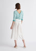Paisie Striped Frilled Two-Way Top in Teal and White Back