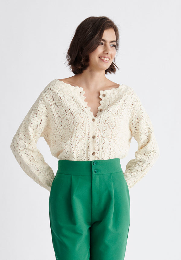 Paisie Two-Way Crochet Jumper in Cream