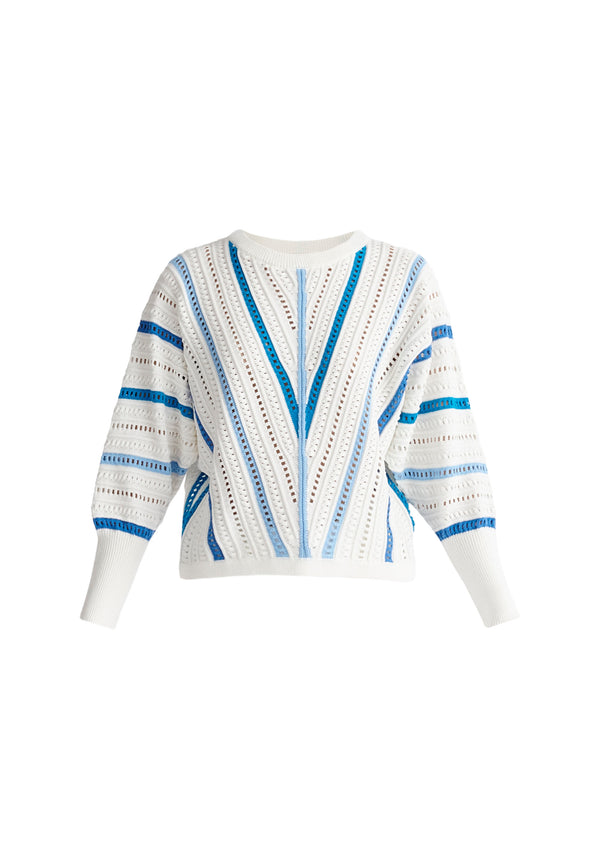 Paisie Multi Stripe Crochet Top Cut Out