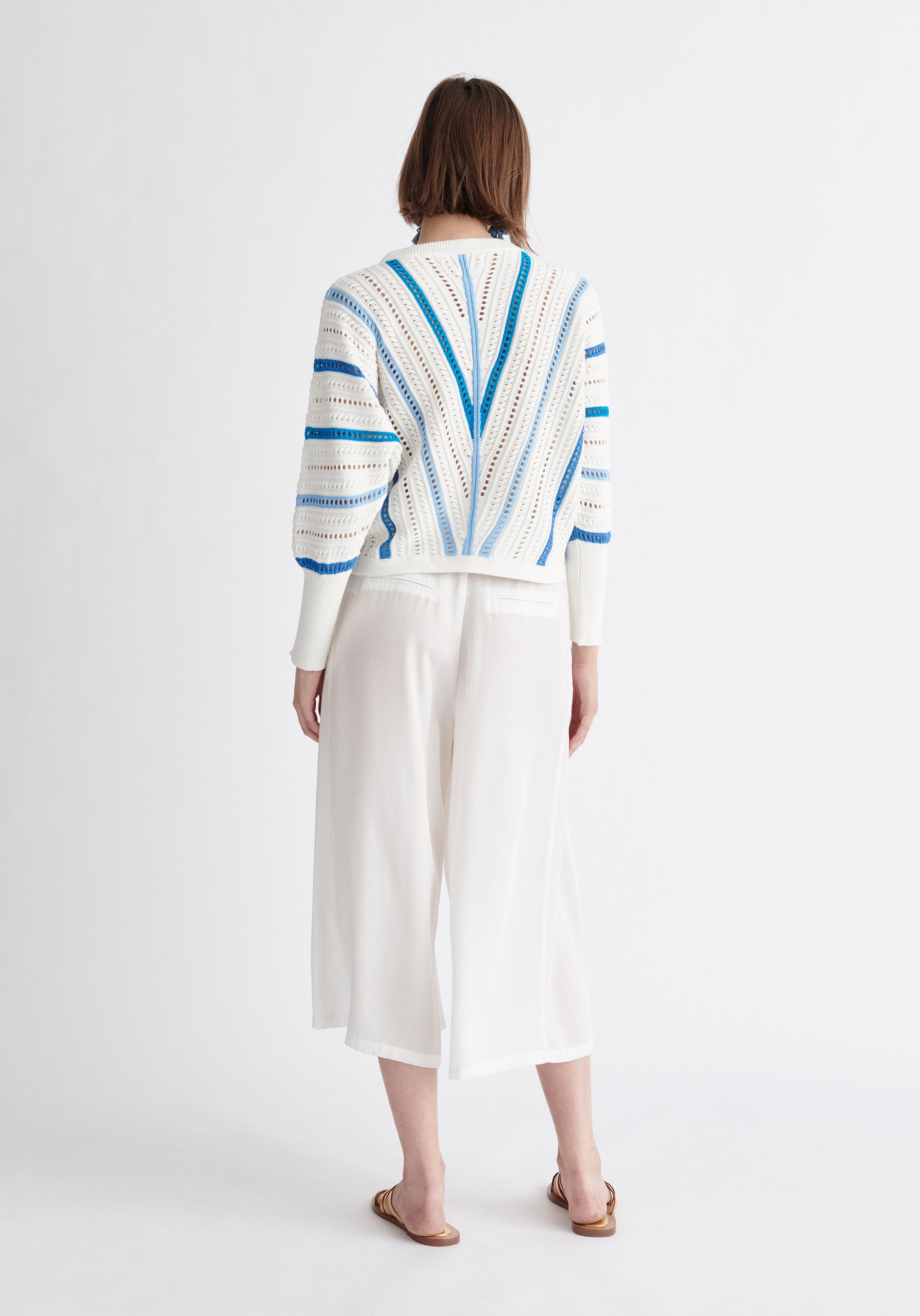 Paisie Multi Stripe Crochet Top Back