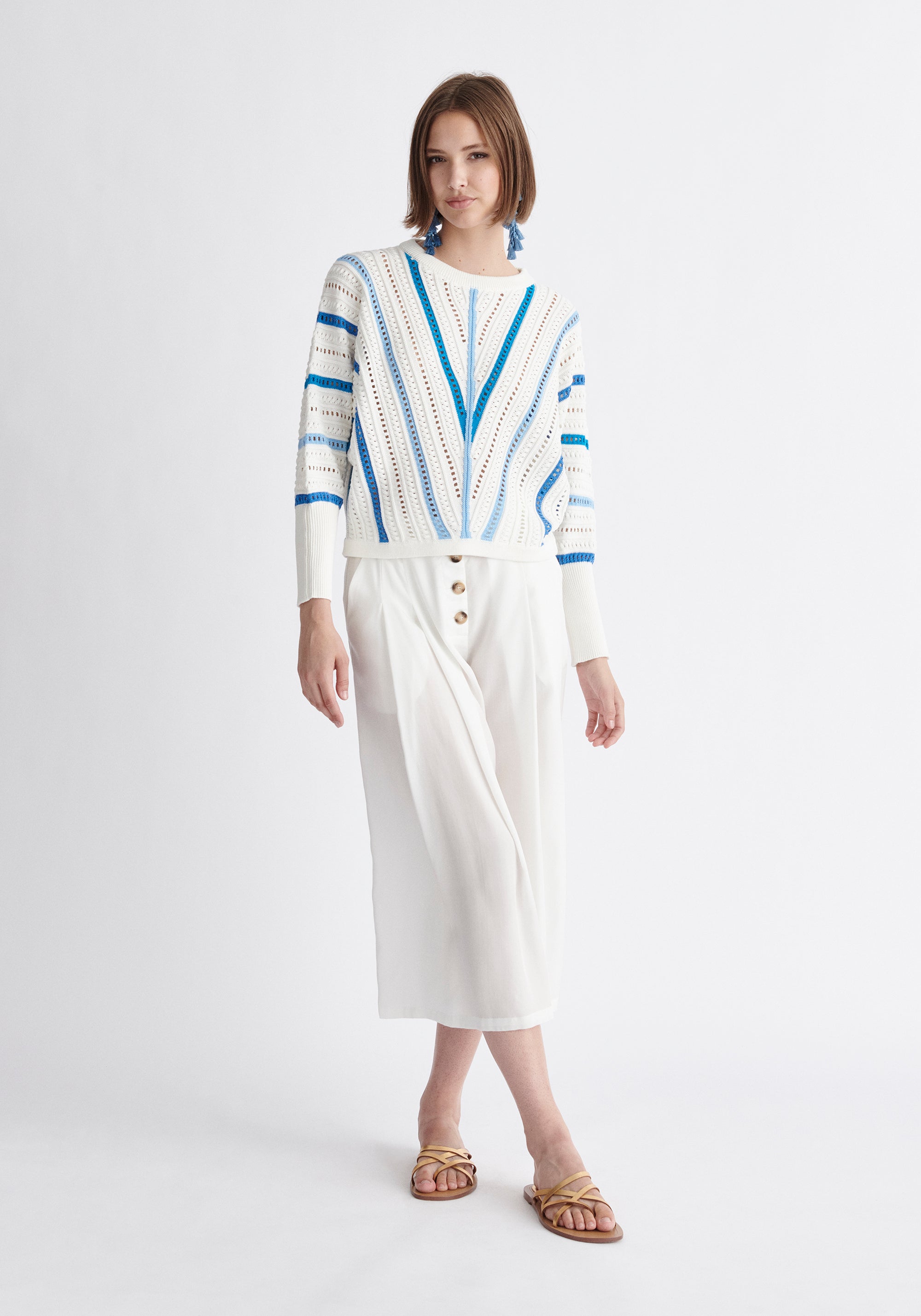 Paisie Multi Stripe Crochet Top