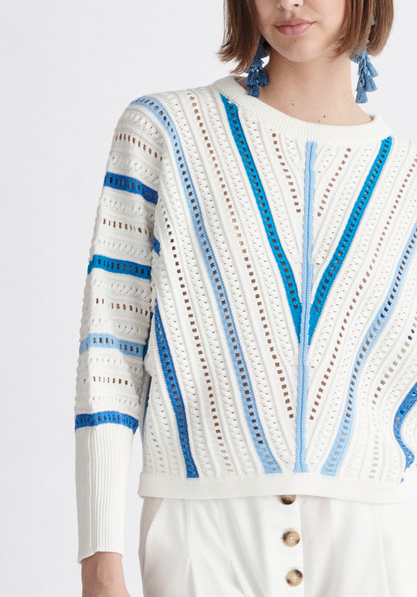 Paisie Multi Stripe Crochet Top Close Up