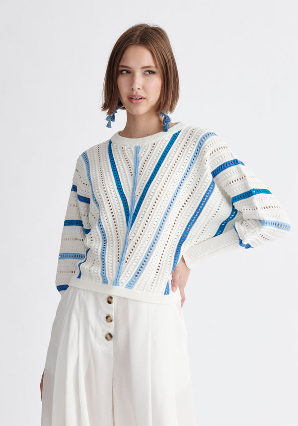 Paisie Multi Stripe Crochet Top