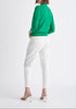 Paisie Cropped Sleeve Knitted Wrap Top in Green Back