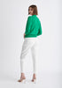 Paisie Cropped Sleeve Knitted Wrap Top in Green Back