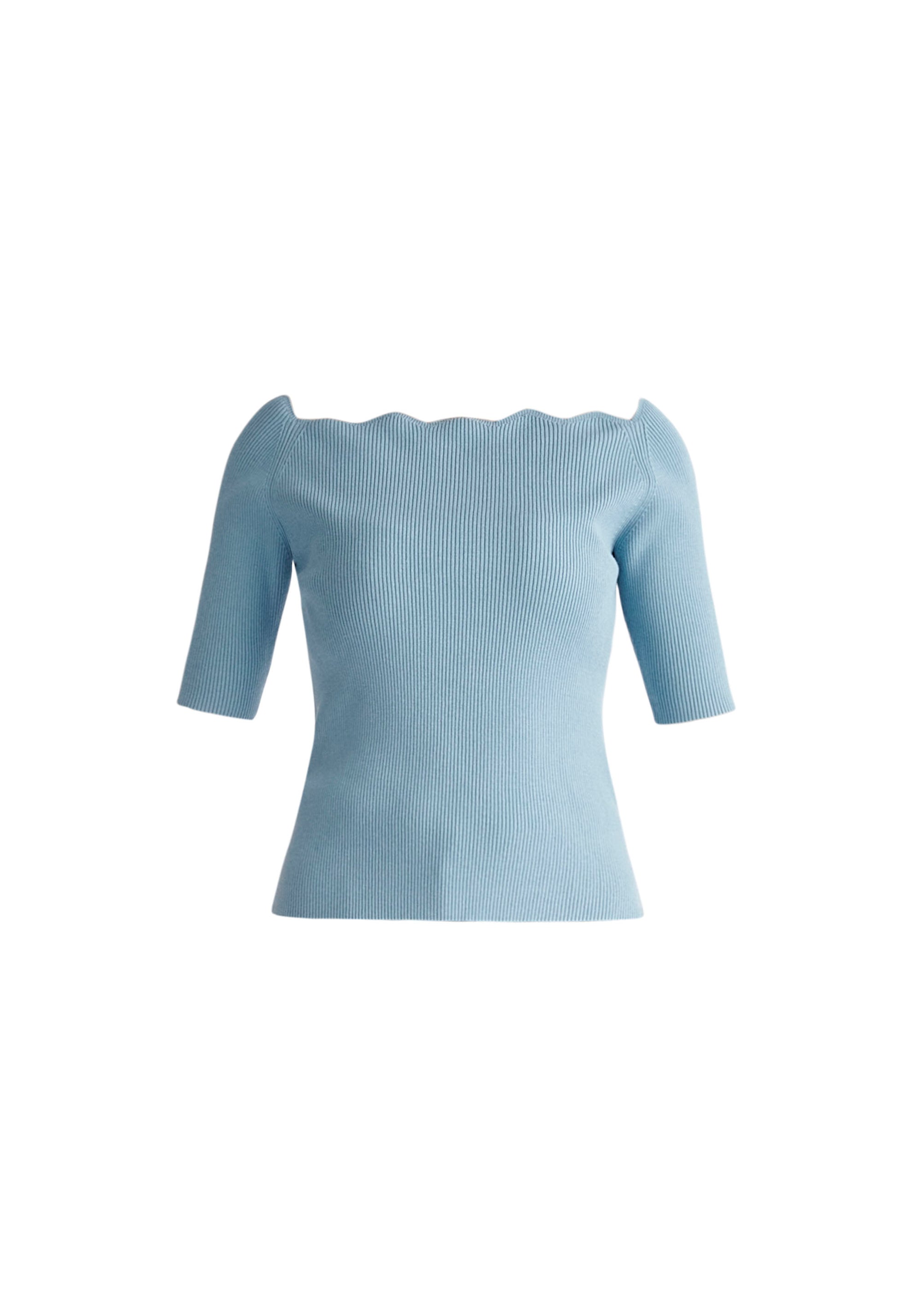 Paisie Scallop Neck Top in Blue Cut Out