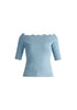 Paisie Scallop Neck Top in Blue Cut Out