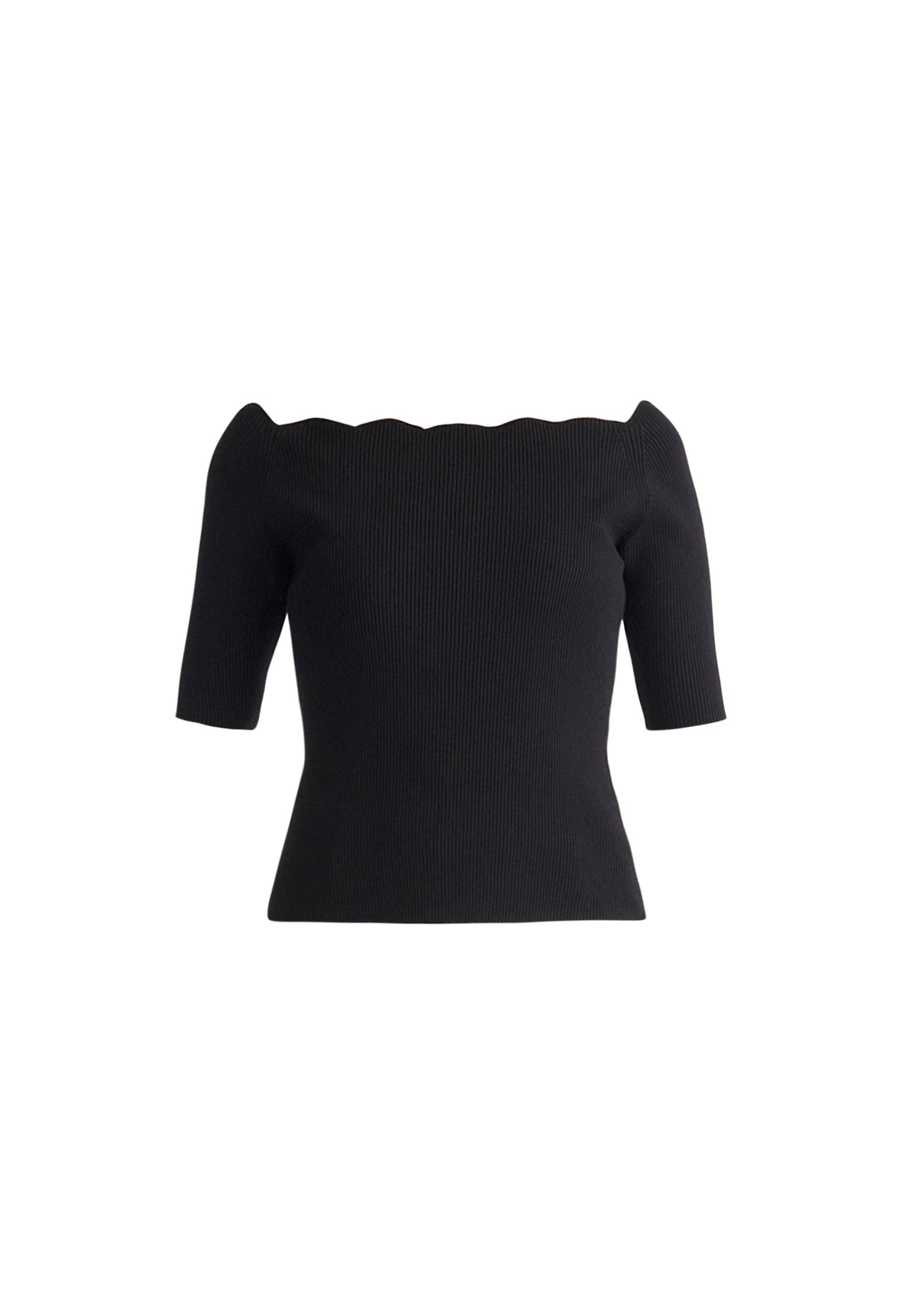 Paisie Scallop Neck Top in Black Cut Out