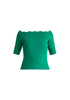 Paisie Scallop Neck Top in Green Cut Out