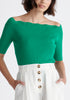 Paisie Scallop Neck Top in Green Close Up