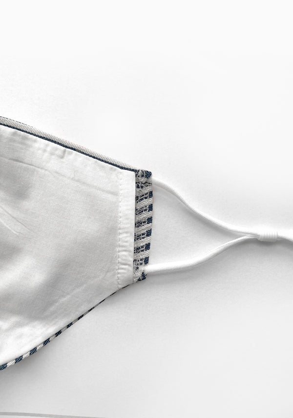 Paisie Adjustable Face Mask in Navy and White Back
