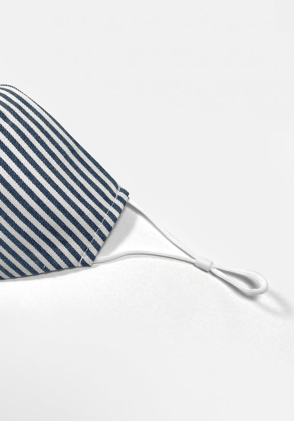 Paisie Adjustable Face Mask in Navy and White Close Up