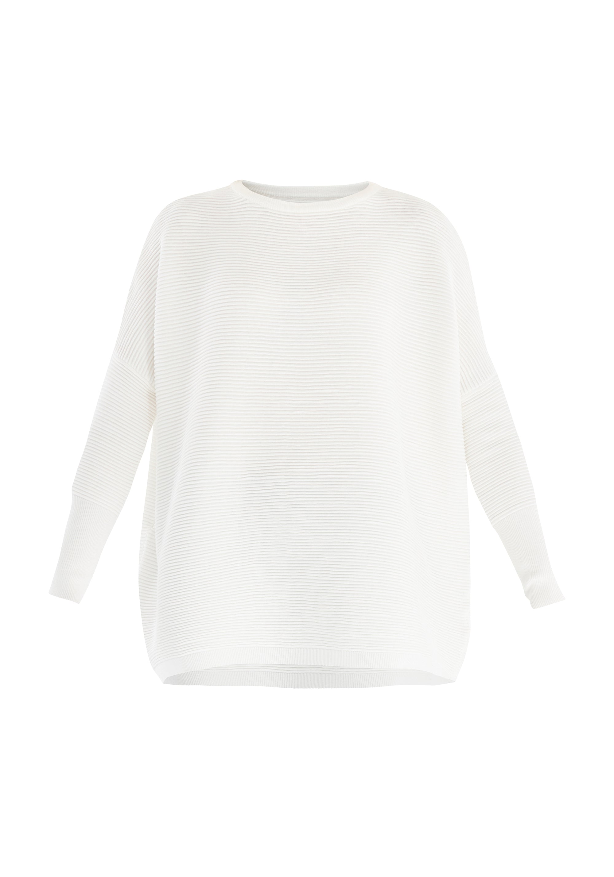 Paisie Ribbed Oversized Knit Jumper in White Cut Out