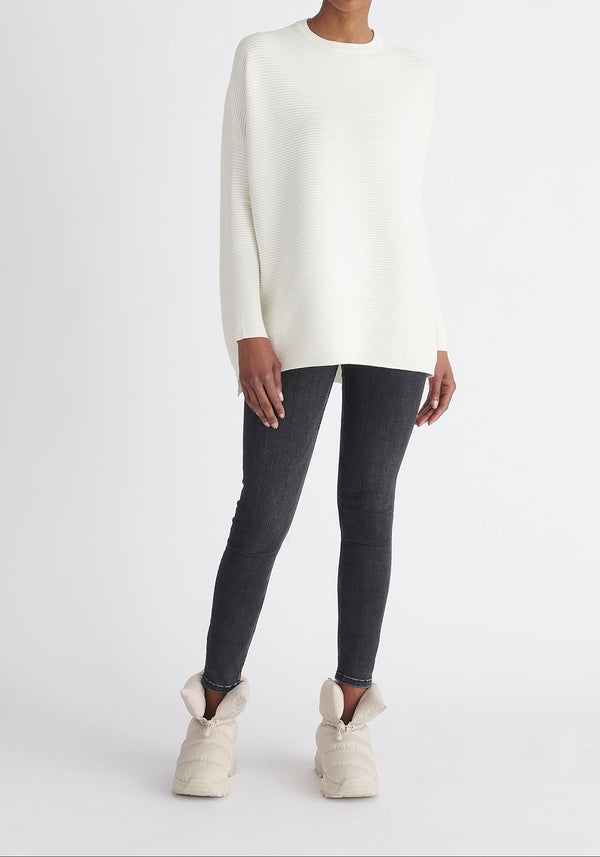 Paisie Ribbed Oversized Knit Jumper in White